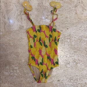 Vibrant Smocked One-Piece Swimsuit with Lemon Straps used but no stains